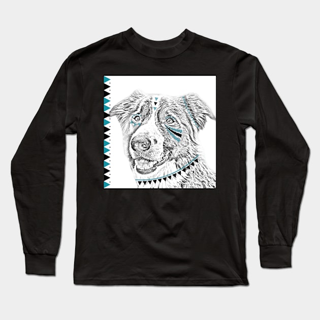 Boho Border Collie Long Sleeve T-Shirt by Eliza-Grace